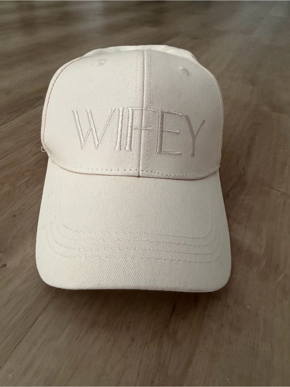 Wifey Embroidered Baseball Cap - Cream